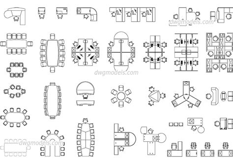 Office Furniture Plan AutoCAD Blocks Download Free CAD File