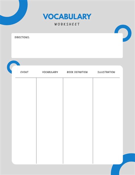 Download Vocabulary Worksheet Template For Free Formtemplate Gambaran