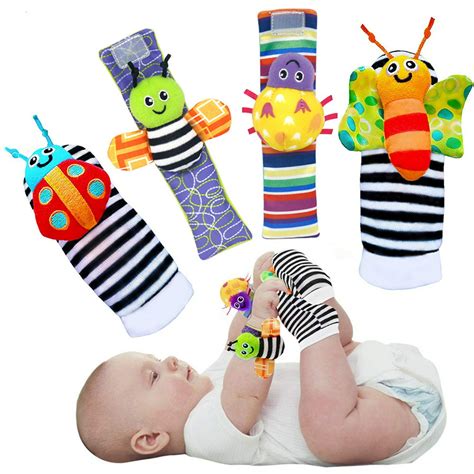 Eimeli Cute Animal Soft Baby Socks Toys Wrist Rattles And Foot Finders