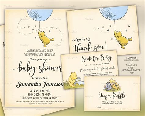 We can't wait for those sweet little smiles that are on their way! Winnie The Pooh Baby Shower Invitations Thank You Card ...