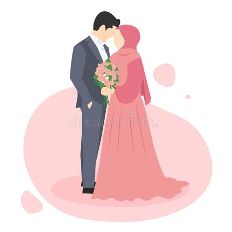 Vector Illustration Of A Muslim Couples Marriage Stock Vector