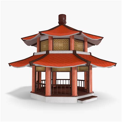 Chinese Temple Pagoda 3d Model 79 3ds Obj Skp Free3d