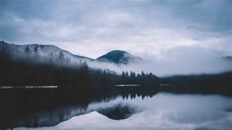 Wallpaper 1920x1080 Px Canada Clouds Forest Lake Landscape Mist