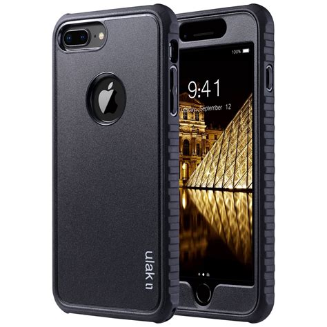 Iphone 8 Plus Case Ulak Stylish Black Slim Fit Heavy Duty Shockproof