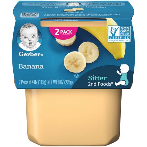 This tasty treat is packed with 7 grams of protein and 25% of the daily value of zinc to. Gerber 2nd Foods Banana Baby Food 4 oz. Tubs 2 Count ...