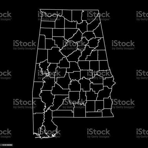 Alabama State Map With Counties Vector Illustration Stock Illustration