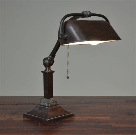 Antique Bronze Bankers Desk Table Lamp Edward Haes