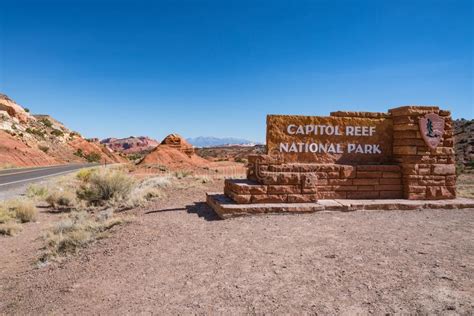 Sign At The Entrance To Capitol Reef National Park Utah Editorial