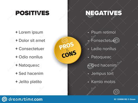 Vector Pros And Cons Compare Template Table Stock Vector