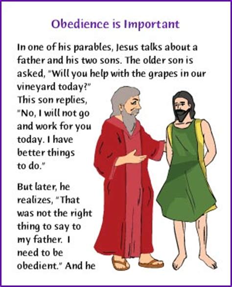 They have permitted me to share photos. Obedience (Jesus Parable of Two Sons) - Kids Korner ...