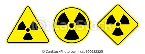 Radioactive Warning Sign Vector Set Triangle Circle And Rectangle