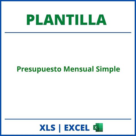 Plantilla Presupuesto Mensual Simple Excel Planilla Formato