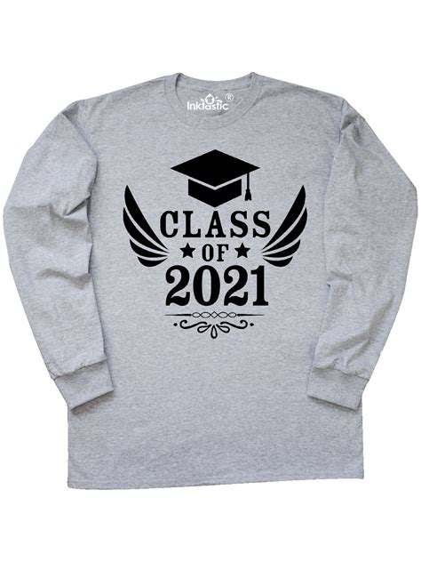 Inktastic Class Of 2021 With Graduation Cap And Wings Long Sleeve T