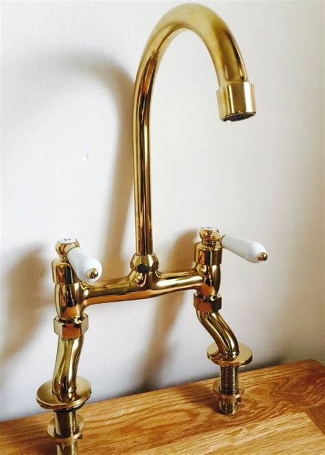 Traditional Brass Antique Gold Lever Bridge Tap Ideal For Belfast