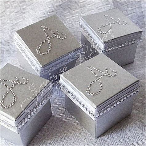 Wedding Favor Box Silver Personalized By Jaclynpetersdesigns Wedding