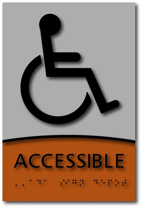 Wheelchair Accessible Symbol In Brushed Aluminum And Wood Ada Sign Depot