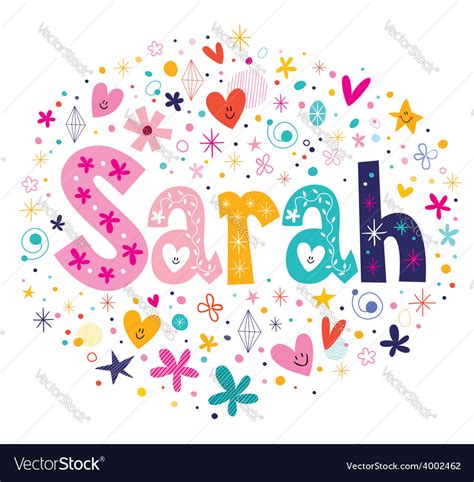 Sarah Female Name Decorative Lettering Type Design