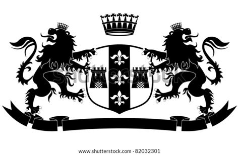 Coat Arms Two Lions Crown On Stock Vector Royalty Free 82032301