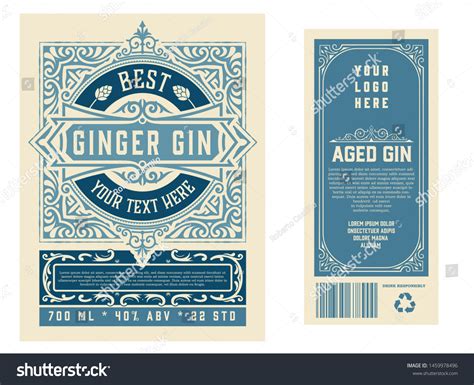 Vintage Label Gin Liquor Design Stock Vector Royalty Free 1459978496