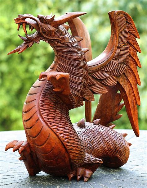 G6 Collection Wooden Dragon Handmade Sculpture Statue