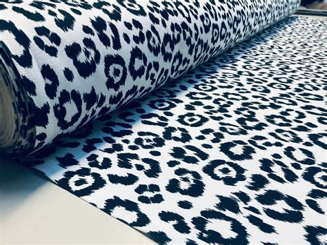 White Leopard Print Cotton Fabric For Curtains Upholstery Etsy