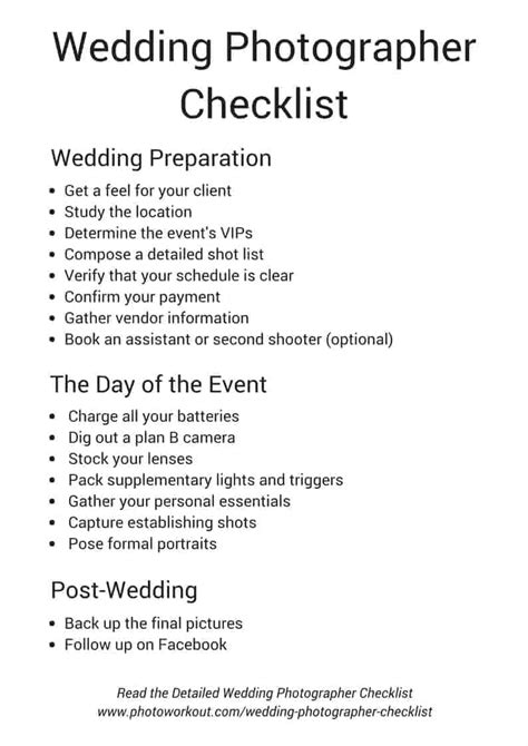 Also, with regards to shooting on an enormous day, there are no dress practices. Wedding Photographers Checklist (Includes Free Download)
