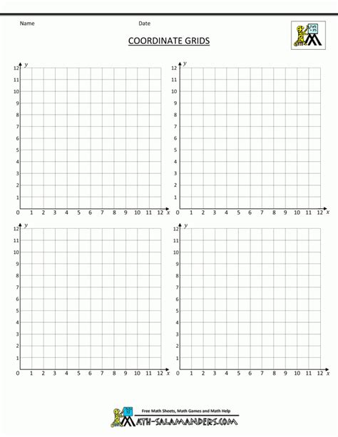 Math Coordinate Plane Grid Coordinate Template 0 To 12 2 Free