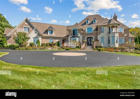 Real Estate Exterior Luxury Home Front A Mansion With Tennis Courts