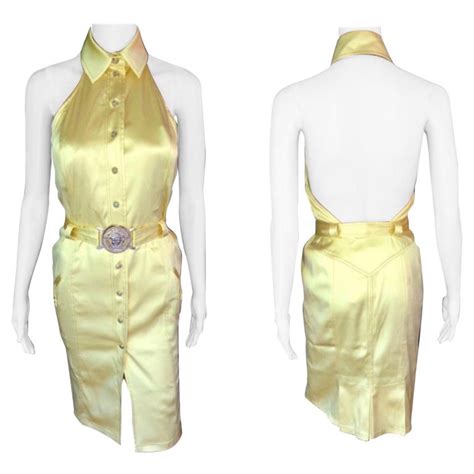 Versace Ss 2005 Runway Logo Belted Cutout Back Dress For Sale At 1stdibs
