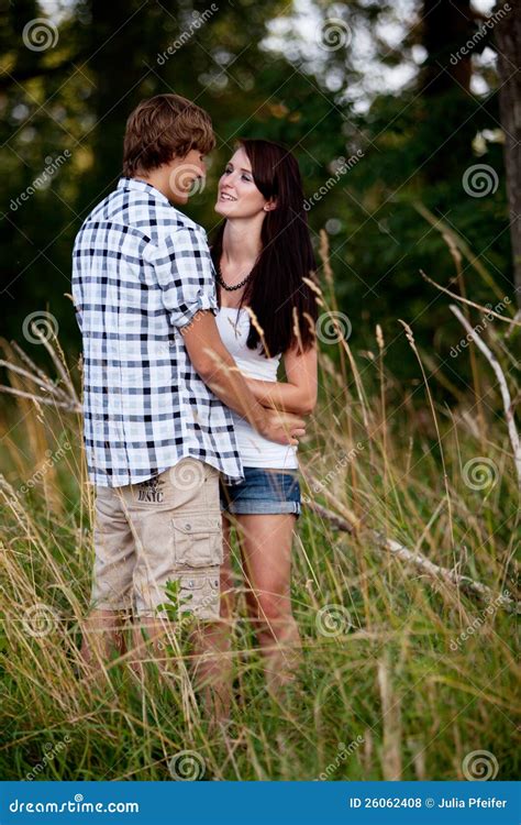 Young Love Couple Smiling Outdoor In Summer Stock Photo Image Of Girl
