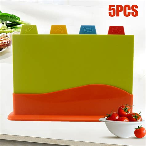4 Coloured Chopping Board Set Non Slip Index Cutting Boards With