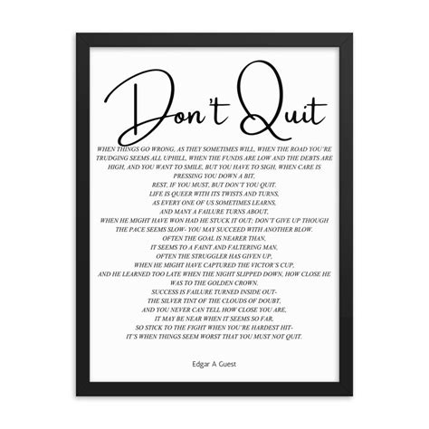 Dont Quit Inspiring Poem Print Inspirational Office Etsy