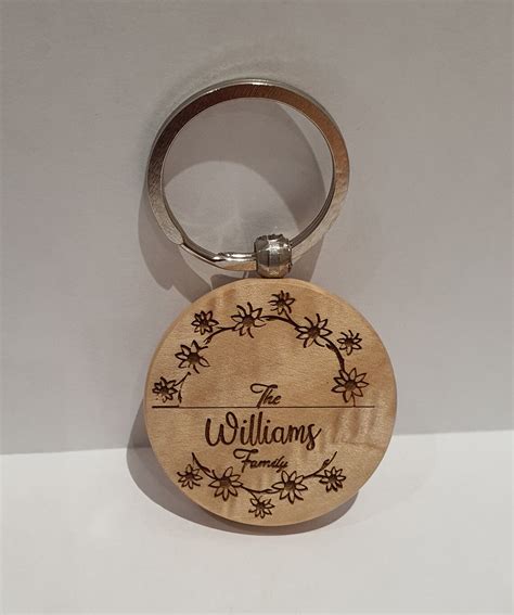 Personalised Solid Wood Key Chain Custom Text Engraved On Etsy