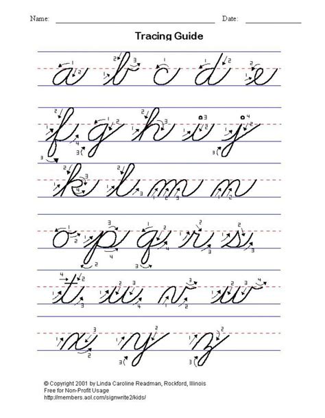 Cursive Letters Tracing Guide