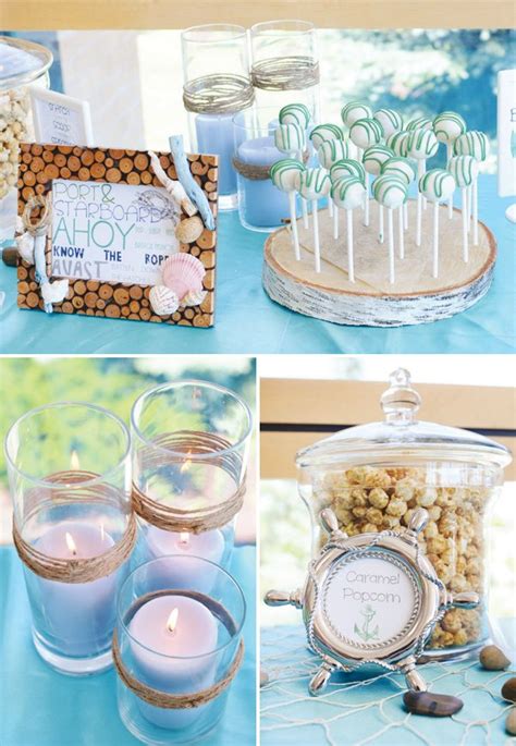 A baby shower decorated top to bottom with birch wouldn't be complete without a beautiful birchwood backdrop. 10 Ideas For A Nautical-Themed Baby Shower - Ramshackle Glam