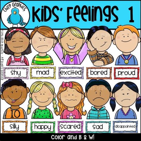 Children Feelings Faces Clip Art Set 1 Chirp Graphics Etsy Australia
