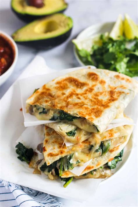 Spinach And Mushroom Quesadillas Recipe Healthy Recipes Vegetarian