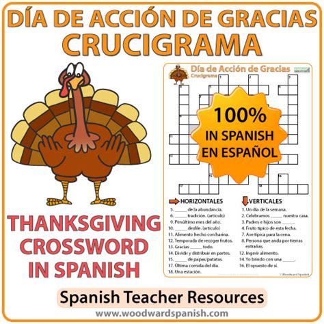 Día De Acción De Gracias Crucigrama Spanish Thanksgiving Crossword