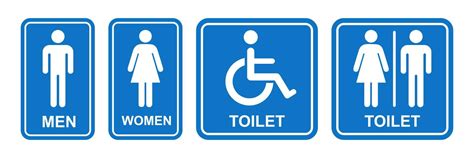 Toilet Sign Printable Public Sign Symbol Man Woman Wc Simple Blue