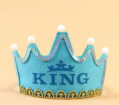 Led King Princess Happy Birthday Felt Crown Hats Baby Shower Boy Girl