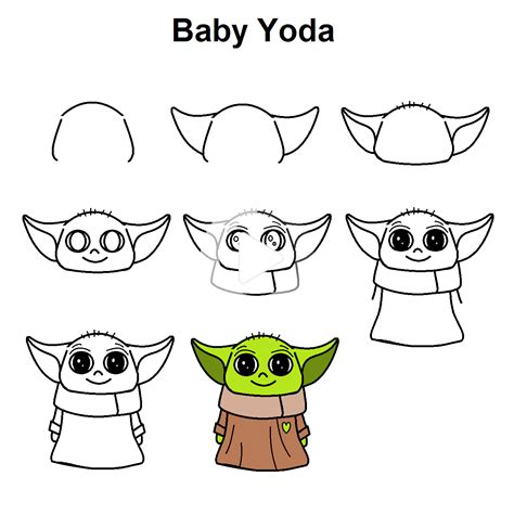 Baby Yoda Cute Easy Drawings Easy Doodles Drawings Yoda Drawing