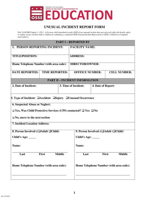 2019 2023 Dc Unusual Incident Report Form Fill Online Printable