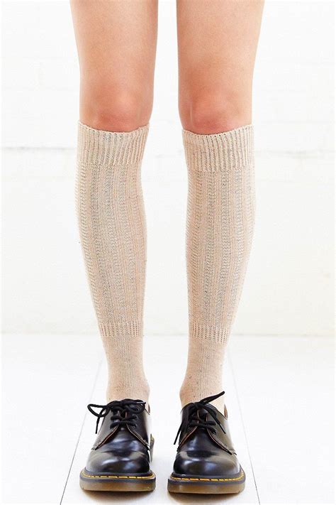 nep yarn ribbed knee high sock urban outfitters high socks fashion knee high sock