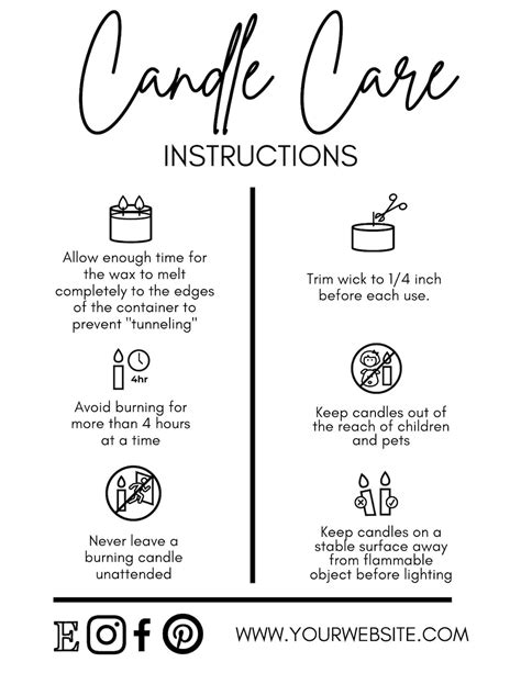 Candle Care Card Template I Editable Canva Template I Candle Care