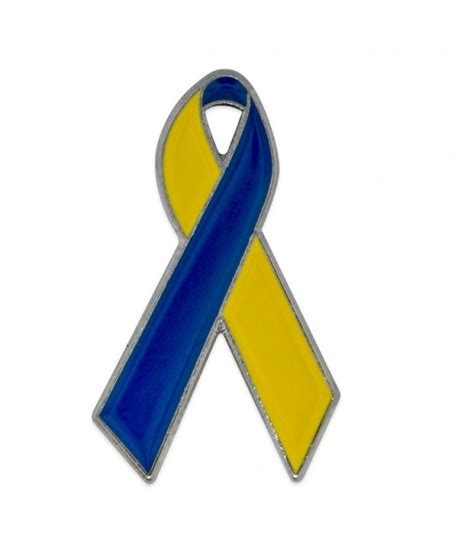 Pinmarts Blue And Yellow Down Syndrome Awareness Ribbon Enamel Lapel