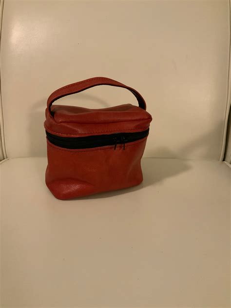 Italian Leather Toiletry Bag Cosmetics Bag Red New Etsy