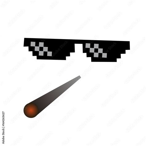Glasses Pixel Vector Icon Pixel Art Glasses Of Thug Life Meme And Smoke Isolated On White