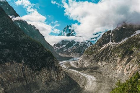 View On The Glacier Mer De Glace In The French Alps Near Chamonix Stock
