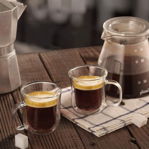 Ecooe Double Walled Espresso Coffee Glass Cups Glasses Tea Dessert Borosilicate Glasses 120ml