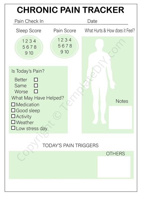 Chronic Pain Tracker Printable Template In PDF Excel